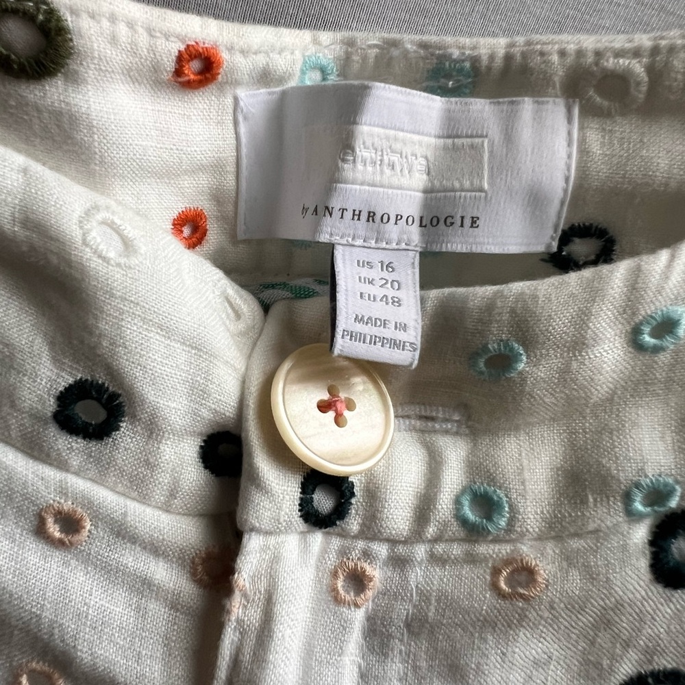Anthropologie White Wide Leg Pants with Eyelet Detail - Picture 5 of 5